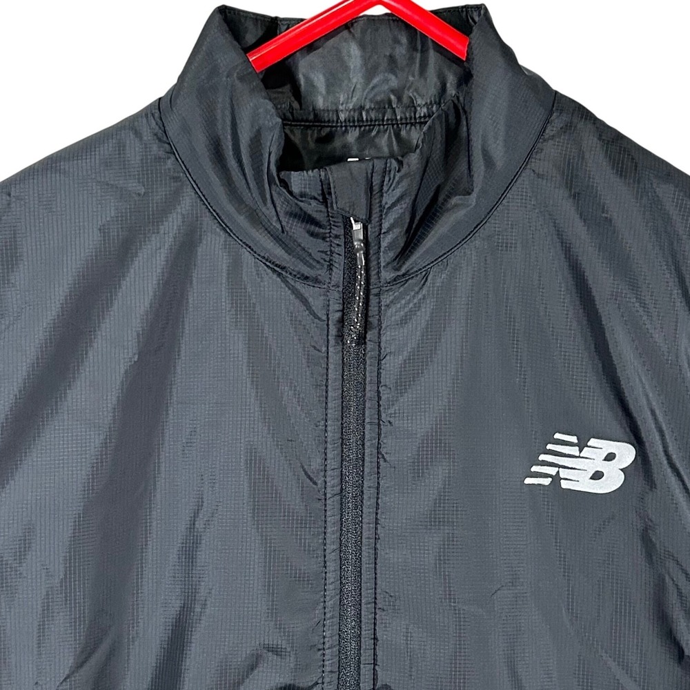 New Balance Mens Black Ripstop Full Zip Running Vest Mock Neck Men's Size Medium